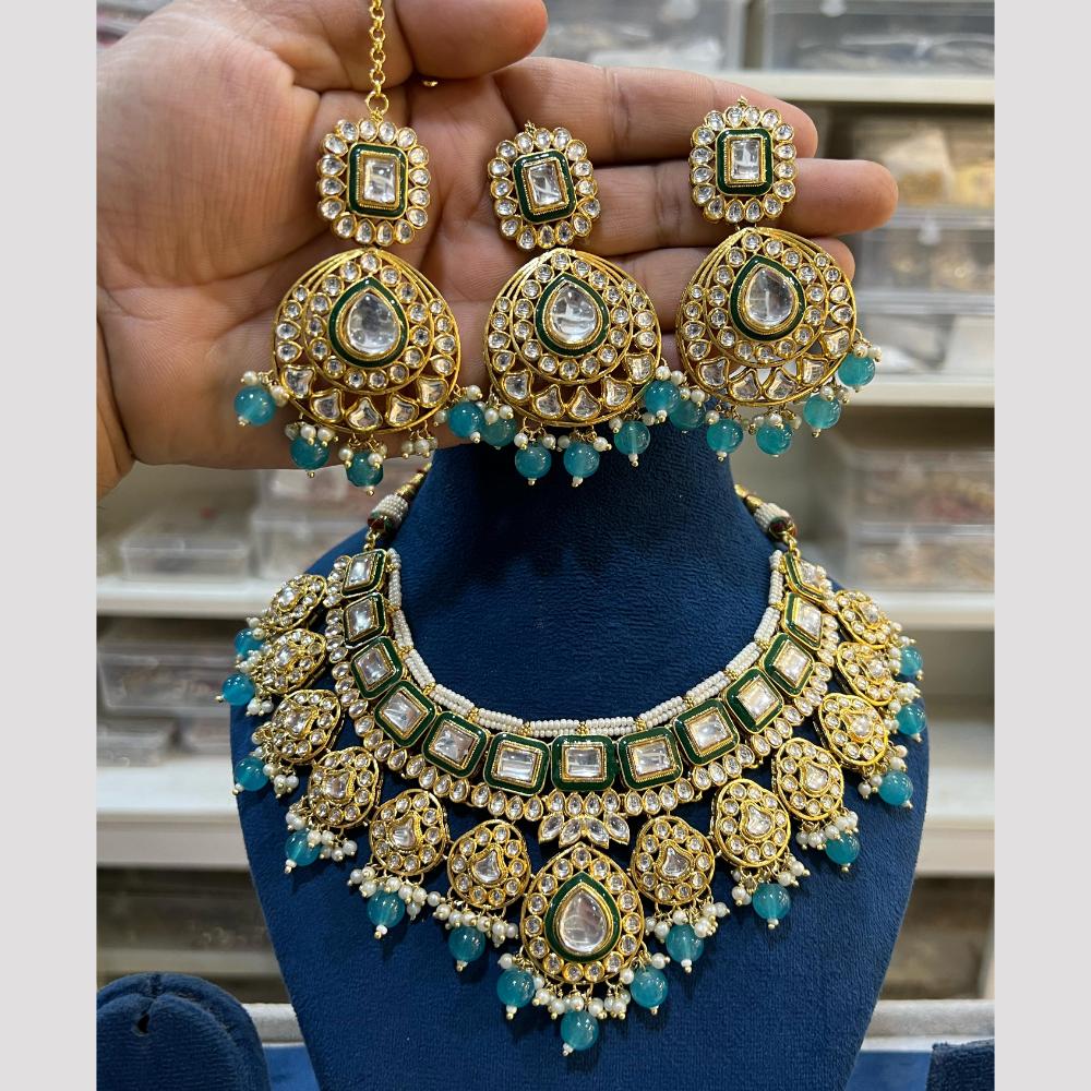 Hira Collection Glamorous Polki Kundan And Pearl Choker Necklace Set