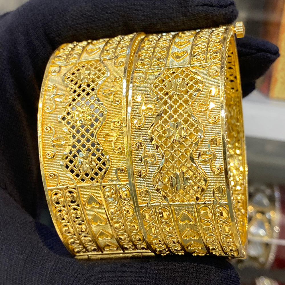 Hira Collections Royal Forming Gold Openable Bangles Set