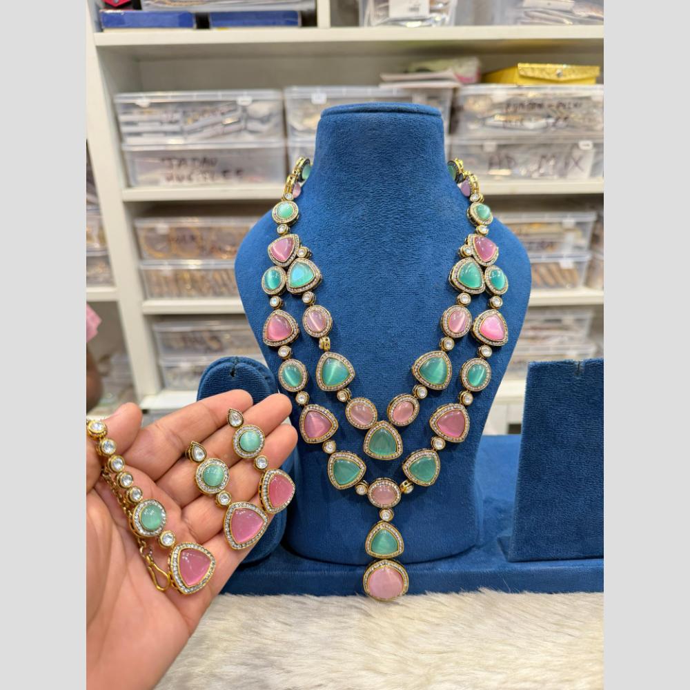Hira Collection Pota Stone And Austrian Stone Designer Necklace Set