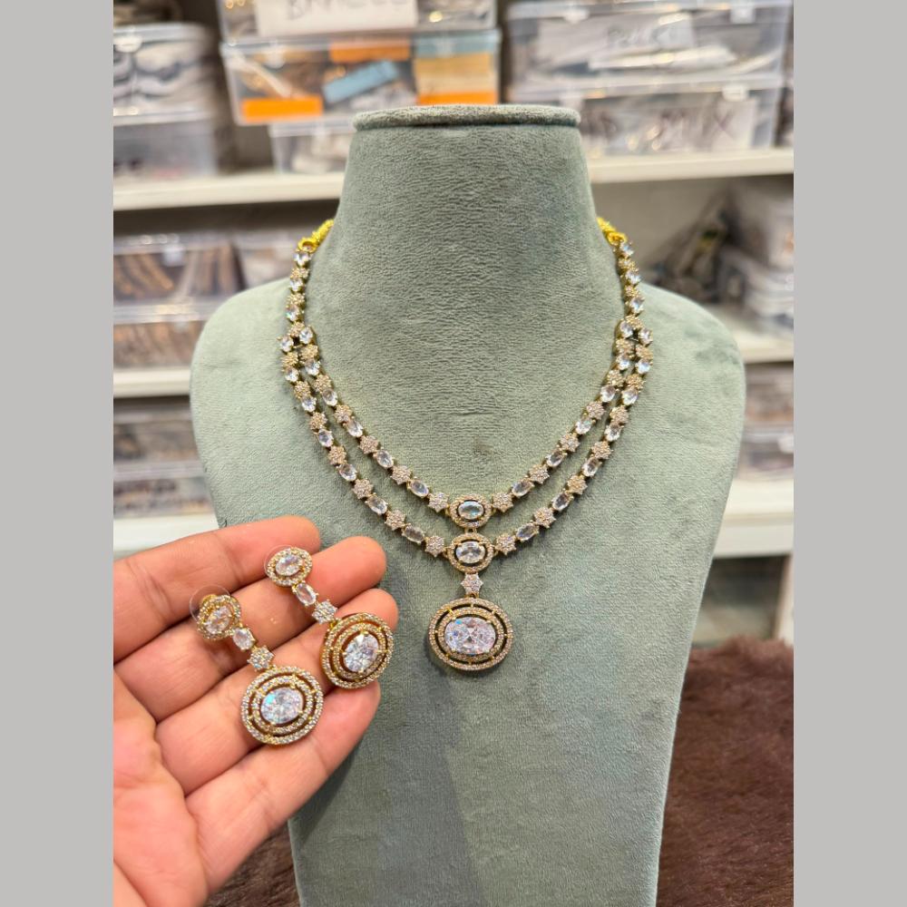 Hira Collection Delicate American Daimond Necklace Set