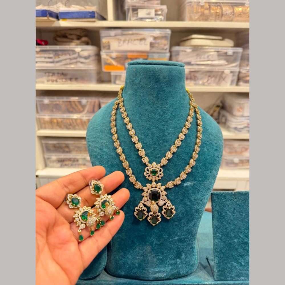 Hira Collection Delicate American Daimond Necklace Set
