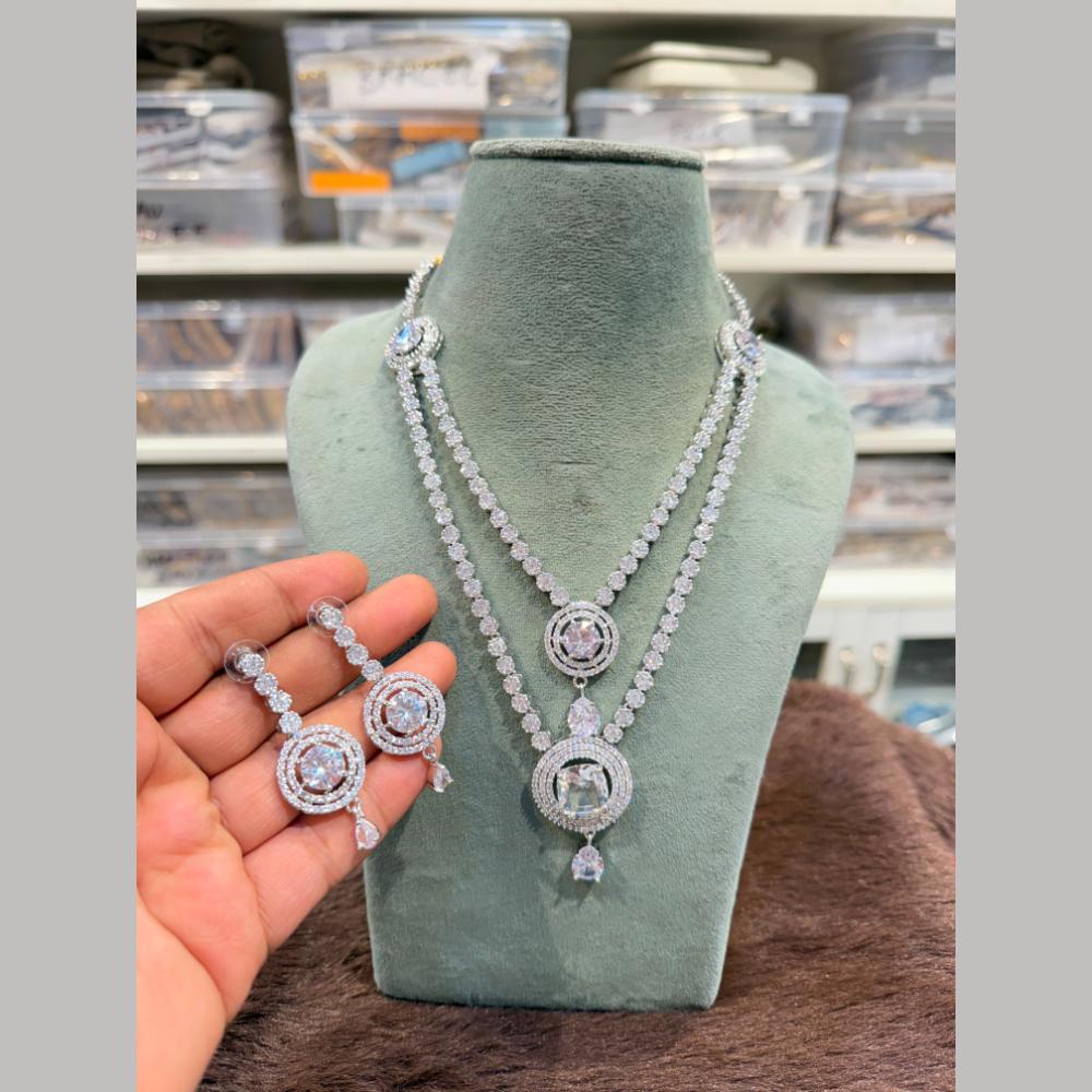 Hira Collection Delicate American Daimond Necklace Set