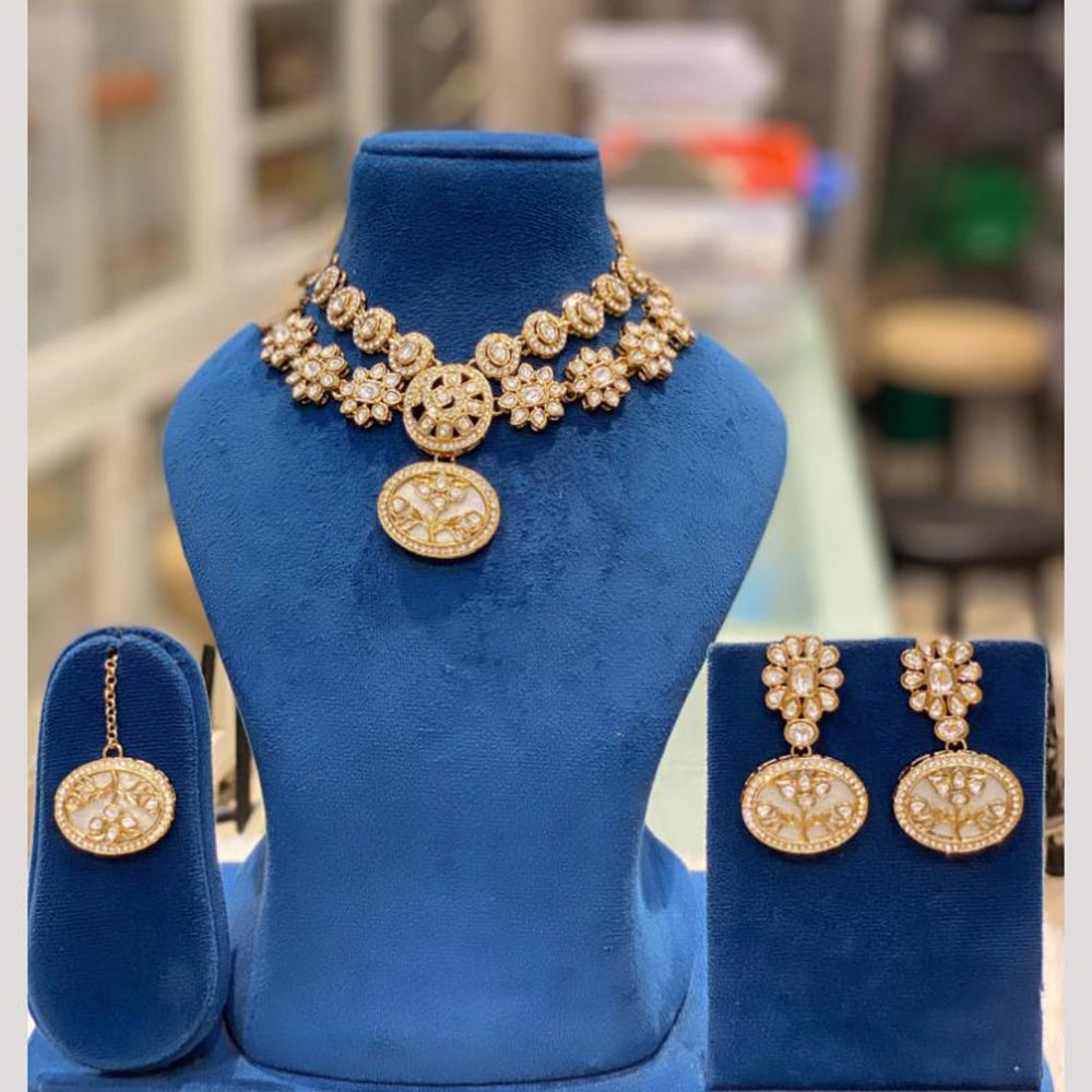 Hira Collections Premium Pota Stone Statement Necklace Set