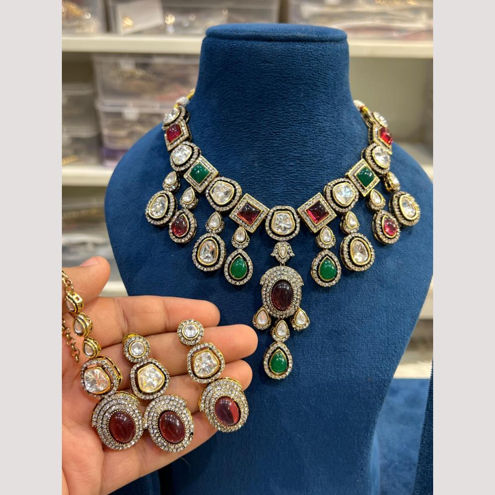 Hira Collection Glamorous Pota Stone And Austrian Stone Necklace Set