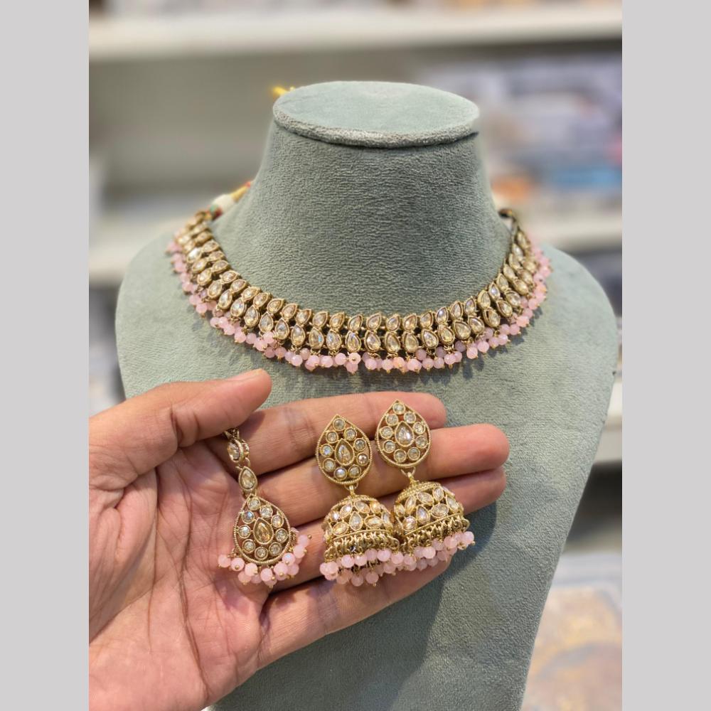 Hira Collections Glamorous Crystal Stone And Pearl Necklace Set