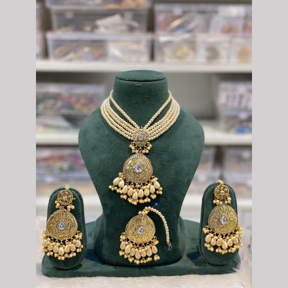 Hira Collections Elegant Pota Stone And Beads Fashion Choker Necklace Set