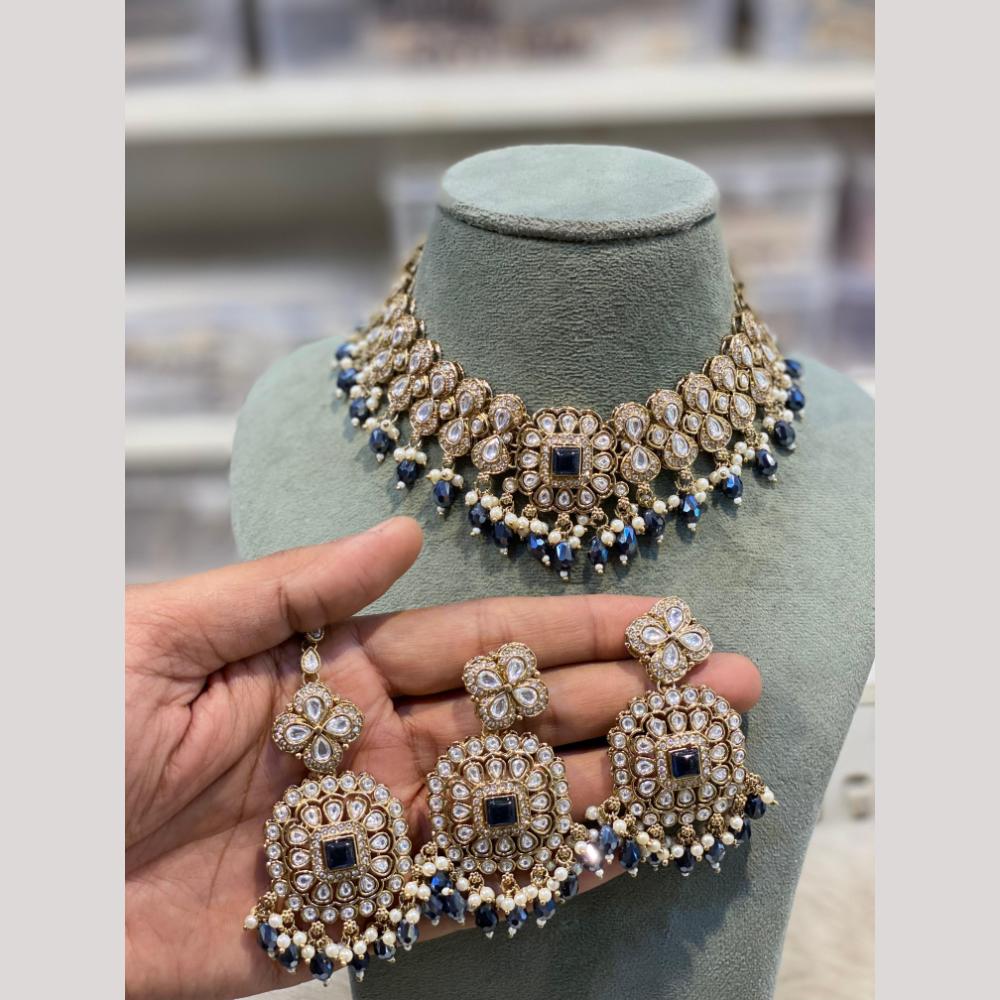 Hira Collections Premium Kundan Stone And Pearl Choker Necklace Set