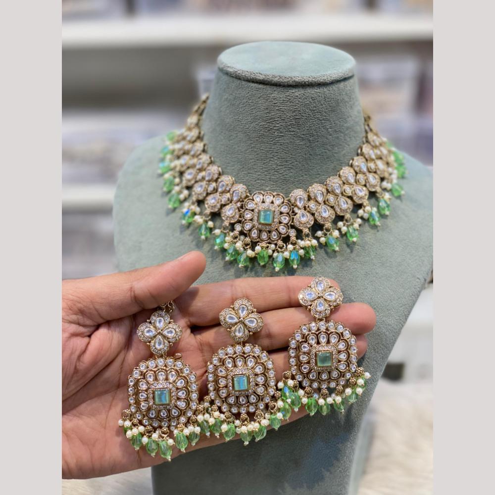 Hira Collections Premium Kundan Stone And Pearl Choker Necklace Set