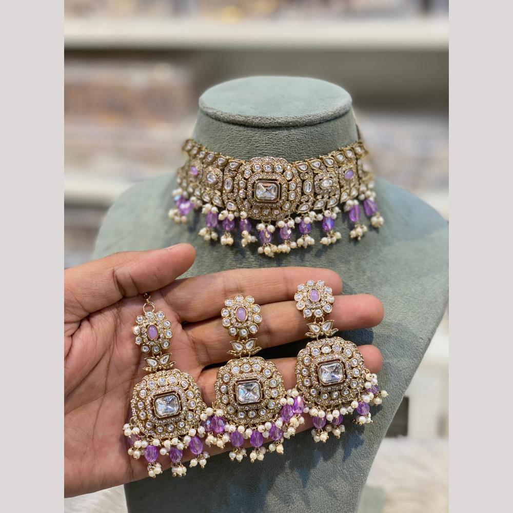 Hira Collections Elegant Pota Stone And Beads Fashion Choker Necklace Set
