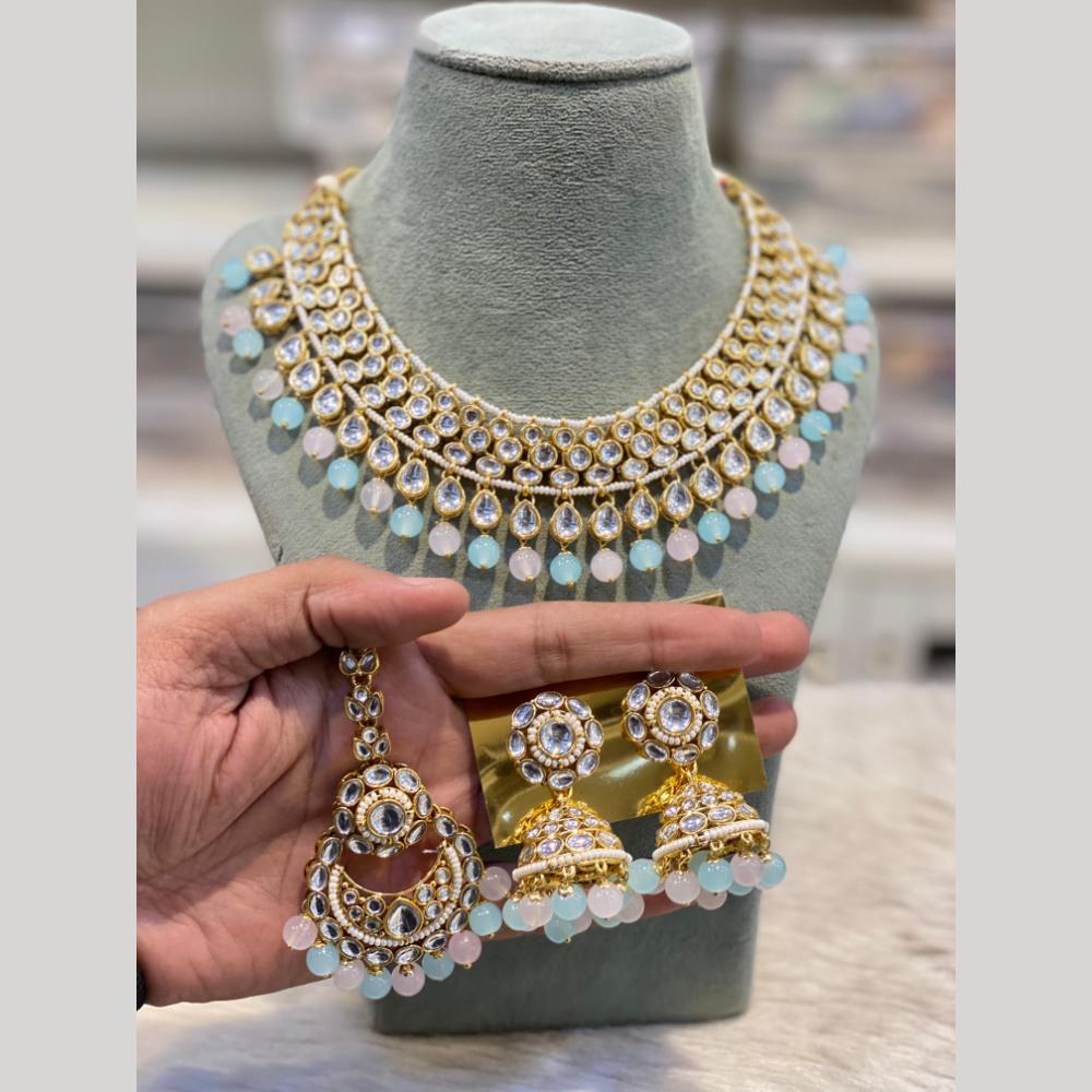 Hira Collections Premium Kundan Stone And Pearl Choker Necklace Set