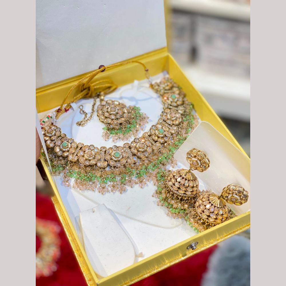 Hira Collections Exclusive Crystal Stone Beads And Pearl Necklace Set