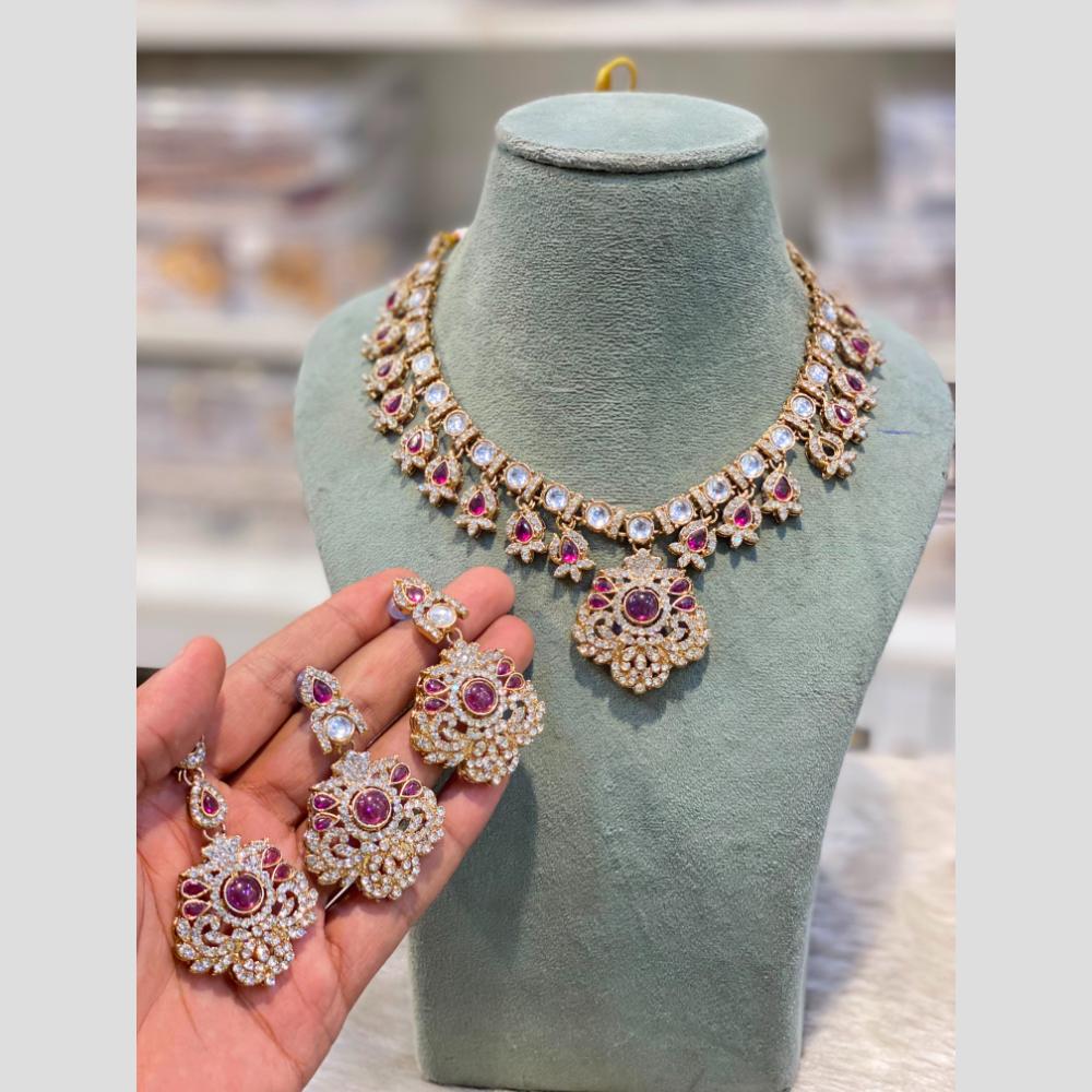 Hira Collections Designer Austrian Stone And Pota Stone Necklace Set