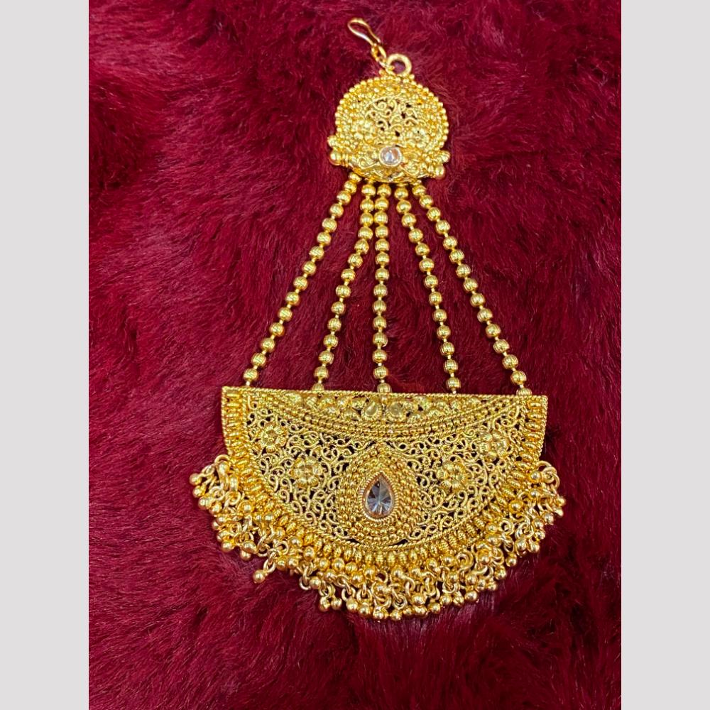 Hira Collections Statement Crystal Stone Pearl Passa for Women /Designer Hair Accessory