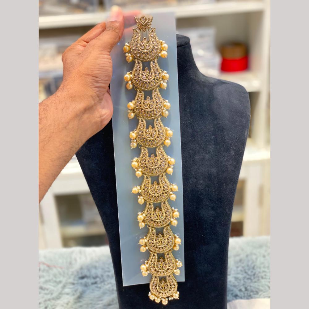 Hira Collections Gorgeous Crystal Stone And Pearl Hair Choti Wedding & Festive Look