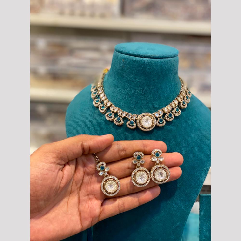 Hira Collections Royal Pota Stone Choker Necklace Set
