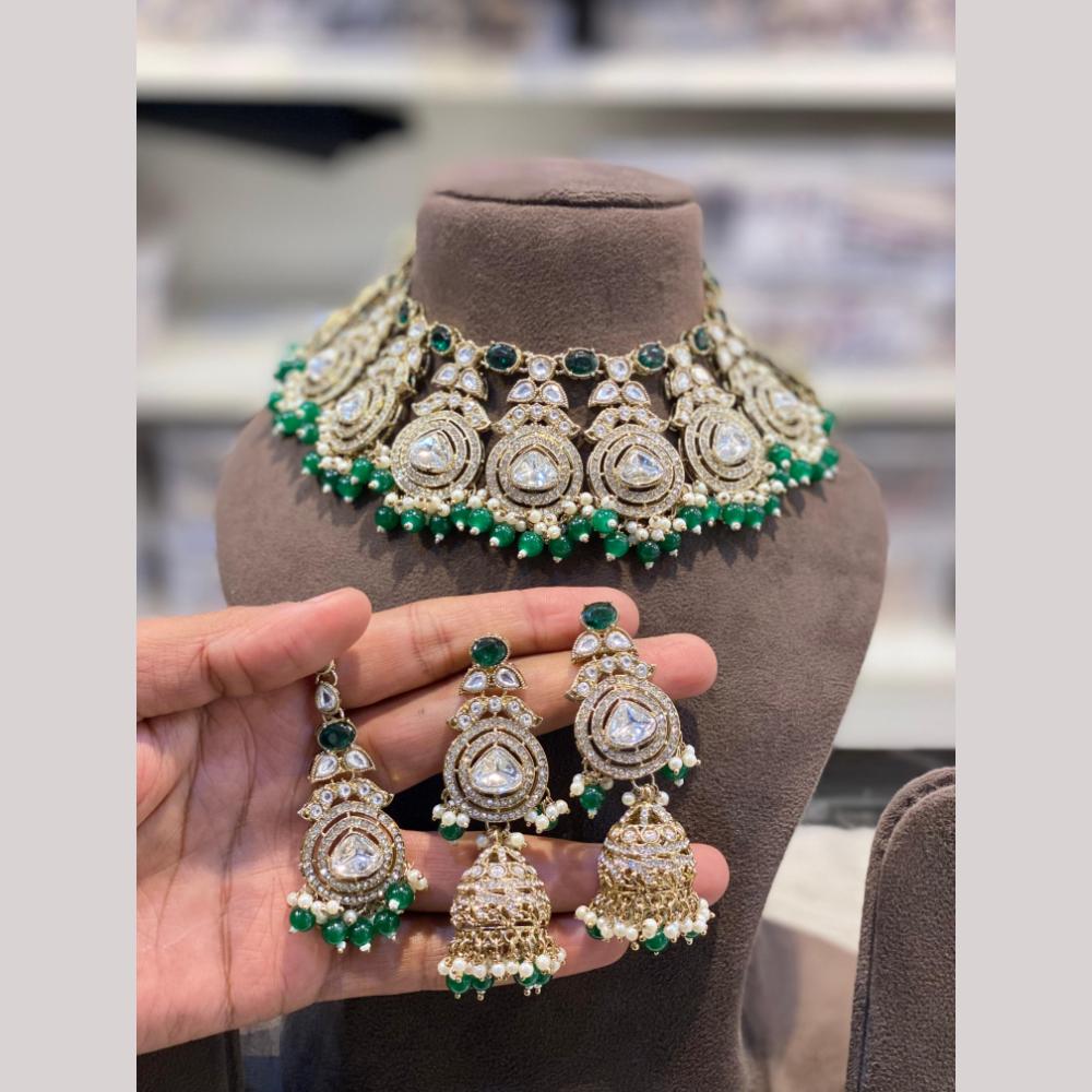 Hira Collections Heritage Polki Kundan And Pearl Designer Choker Necklace Set