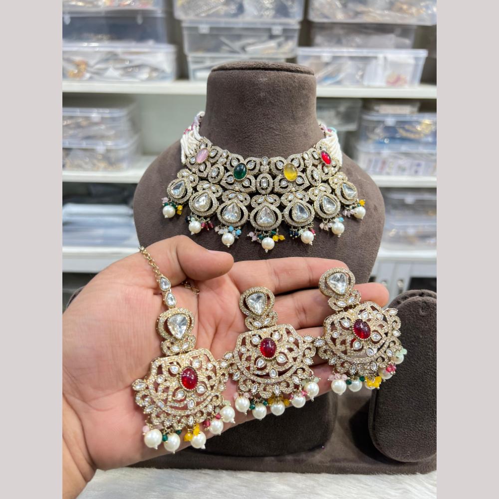 Hira Collections Heritage Polki Kundan And Pearl Designer Choker Necklace Set