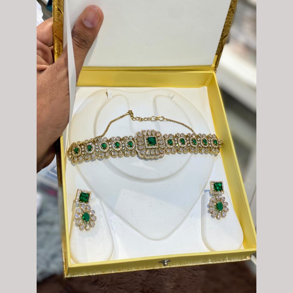 Hira Collections Designer American Daimond Choker Necklace Set