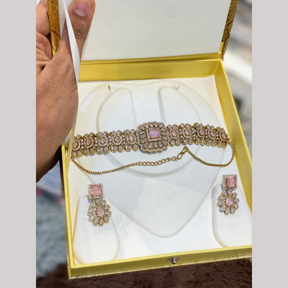 Hira Collections Designer American Daimond Choker Necklace Set