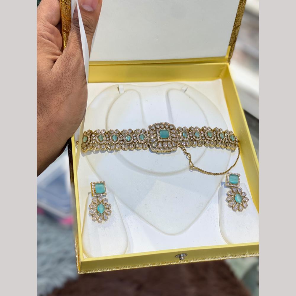 Hira Collections Designer American Daimond Choker Necklace Set