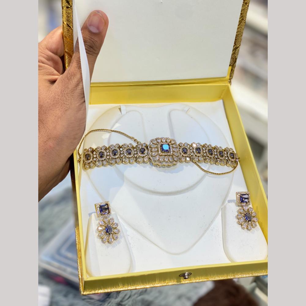 Hira Collections Designer American Daimond Choker Necklace Set