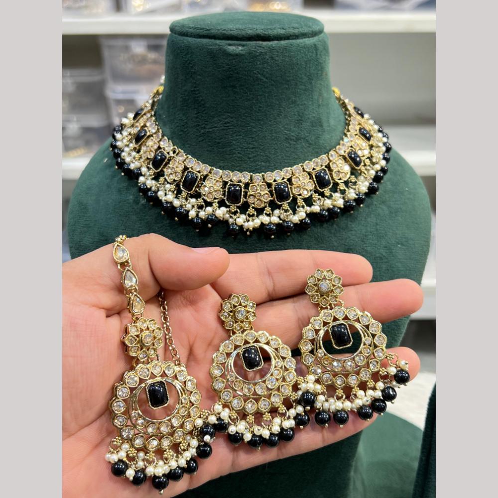 Hira Collections Fancy Crystal Stone And Beads Ethnic Choker Necklace Set