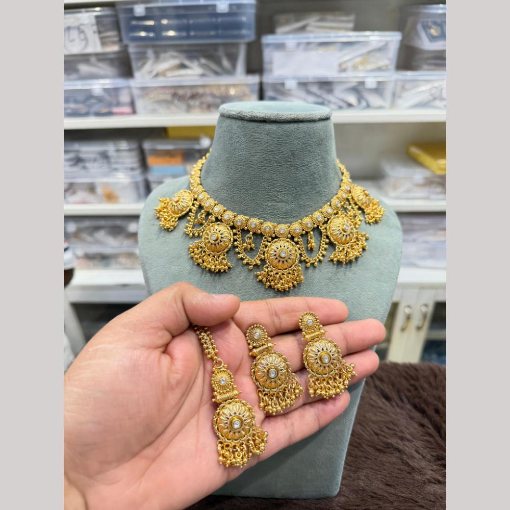 Hira Collections Designer Pota Stone And Pearl Choker Necklace Set