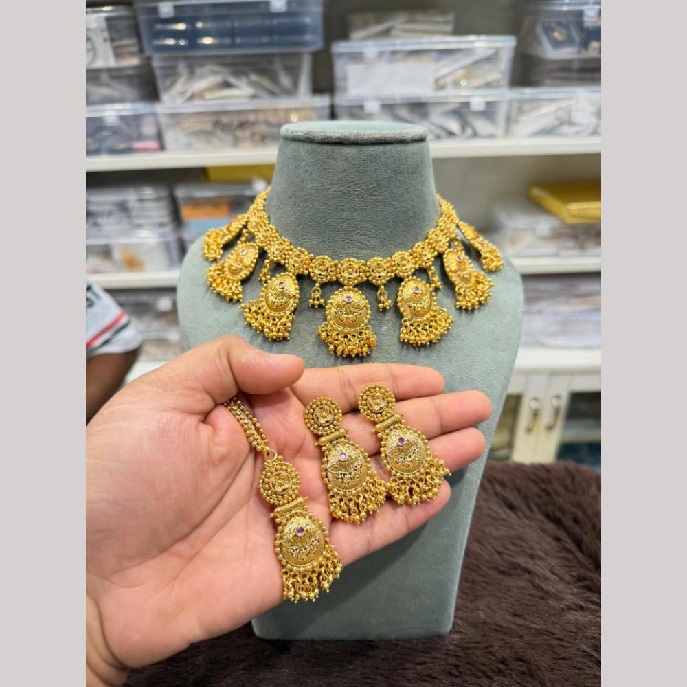 Hira Collections Designer Pota Stone And Pearl Choker Necklace Set
