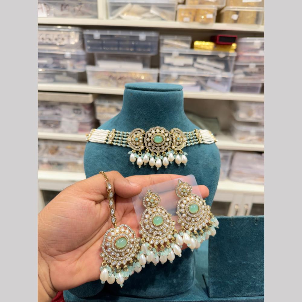 Hira Collections Designer Polki Kundan Stone And Beads Choker Necklace Set