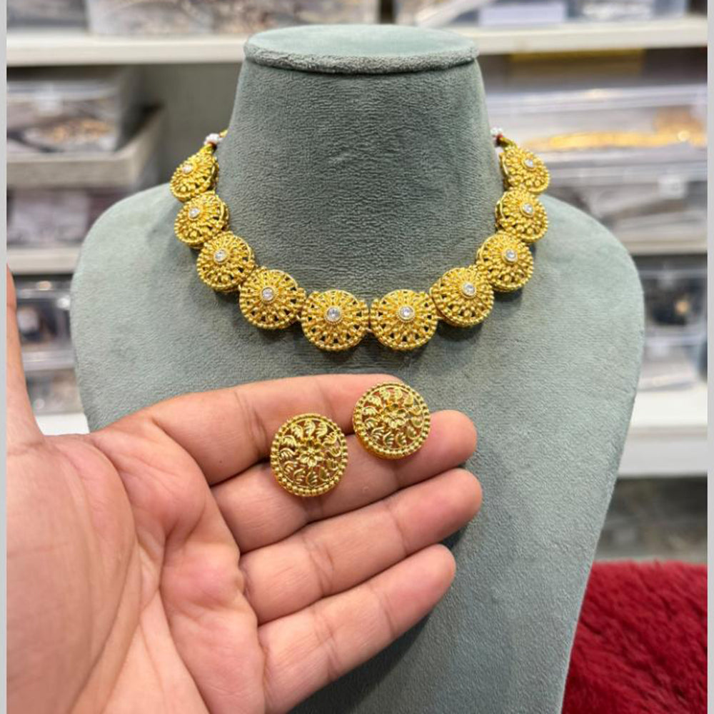 Hira Collections Traditional Indian Pota Stone Choker Necklace Set