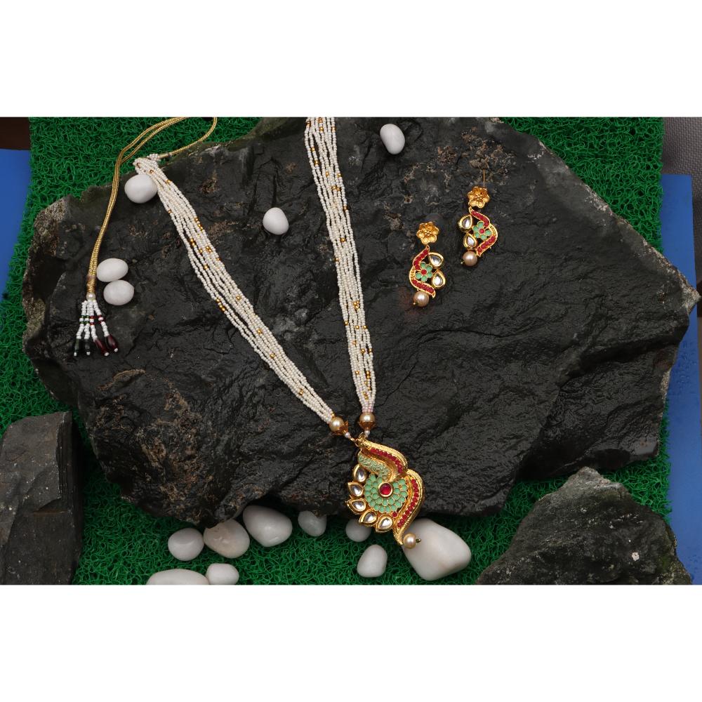 Darshana Jewels Gold Plated Meenakari Long Necklace Set