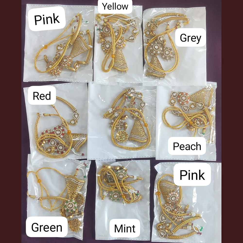 The Jewellery Creations Gold Plated Kundan Stone And Pearl Necklace Set