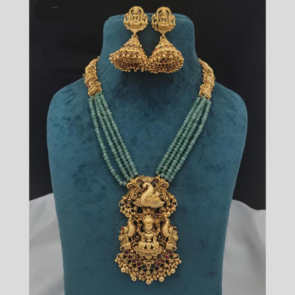 GirlSight Gold Plated Pota Stone And Beads Temple Necklace Set