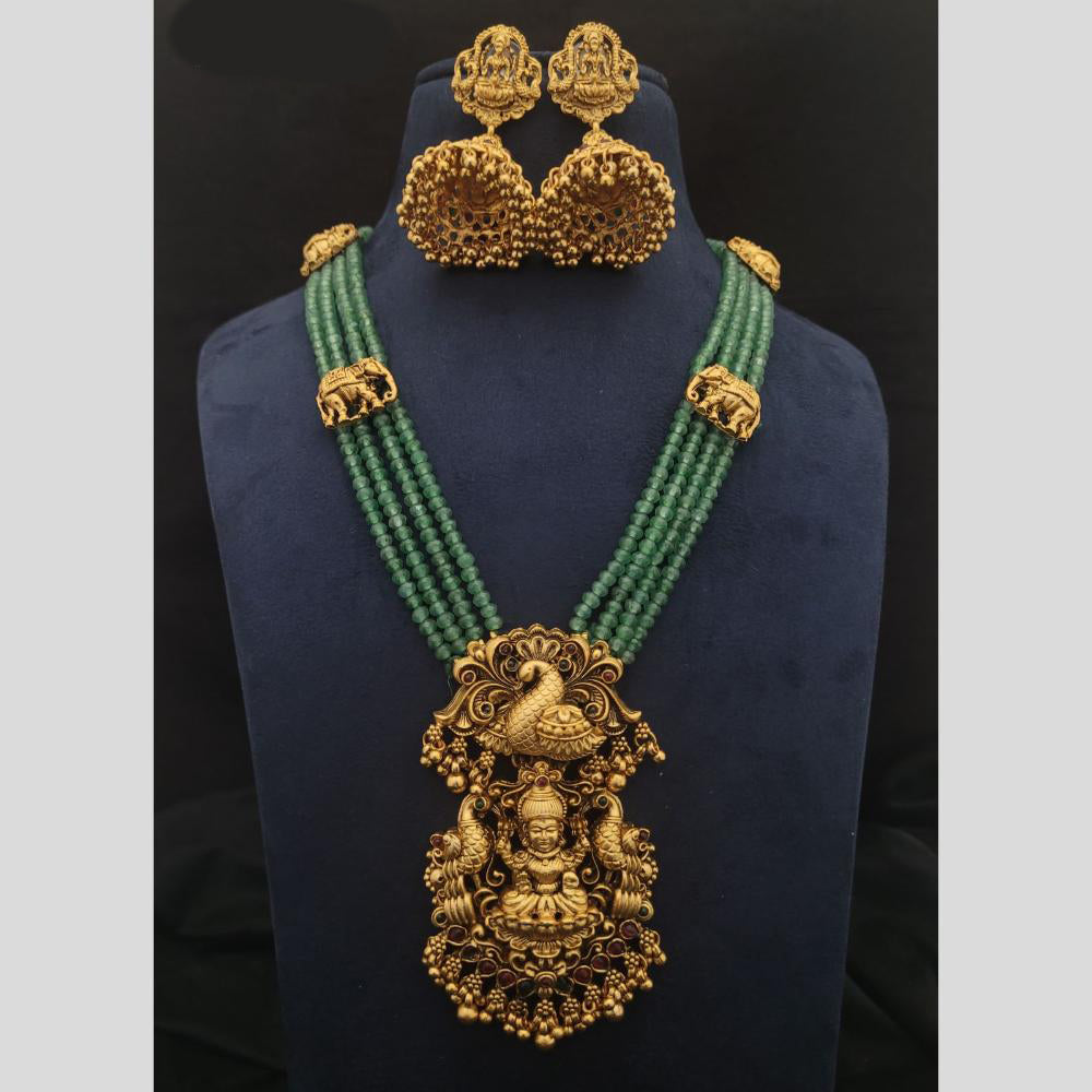 GirlSight Gold Plated Pota Stone And Beads Temple Necklace Set