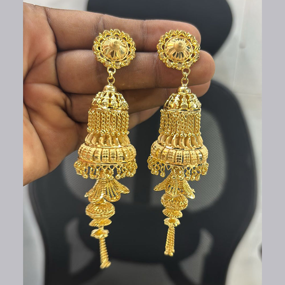 Jhumka Earrings Yellow Gold Bridal Earrings 22k Yellow Gold