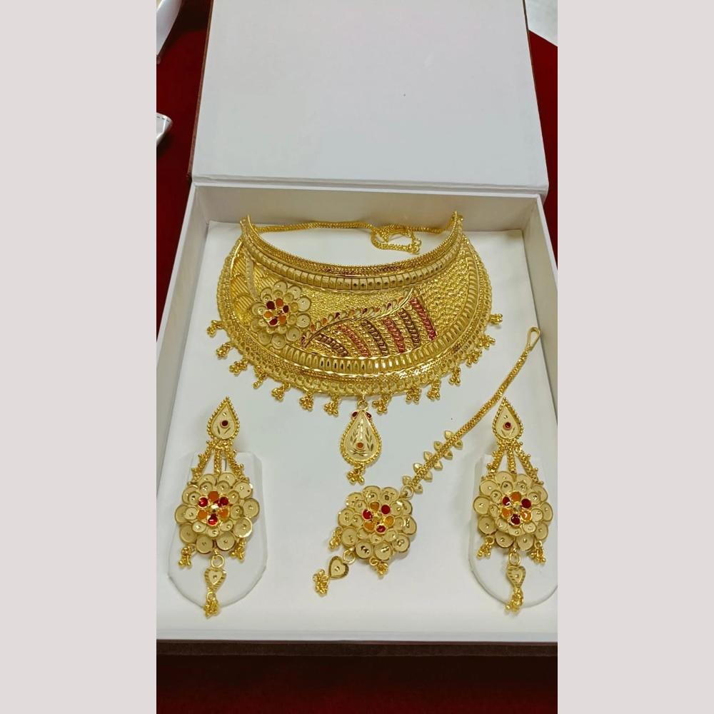 Pari Art Jewellery Designer Bridal Gold Choker Necklace Set