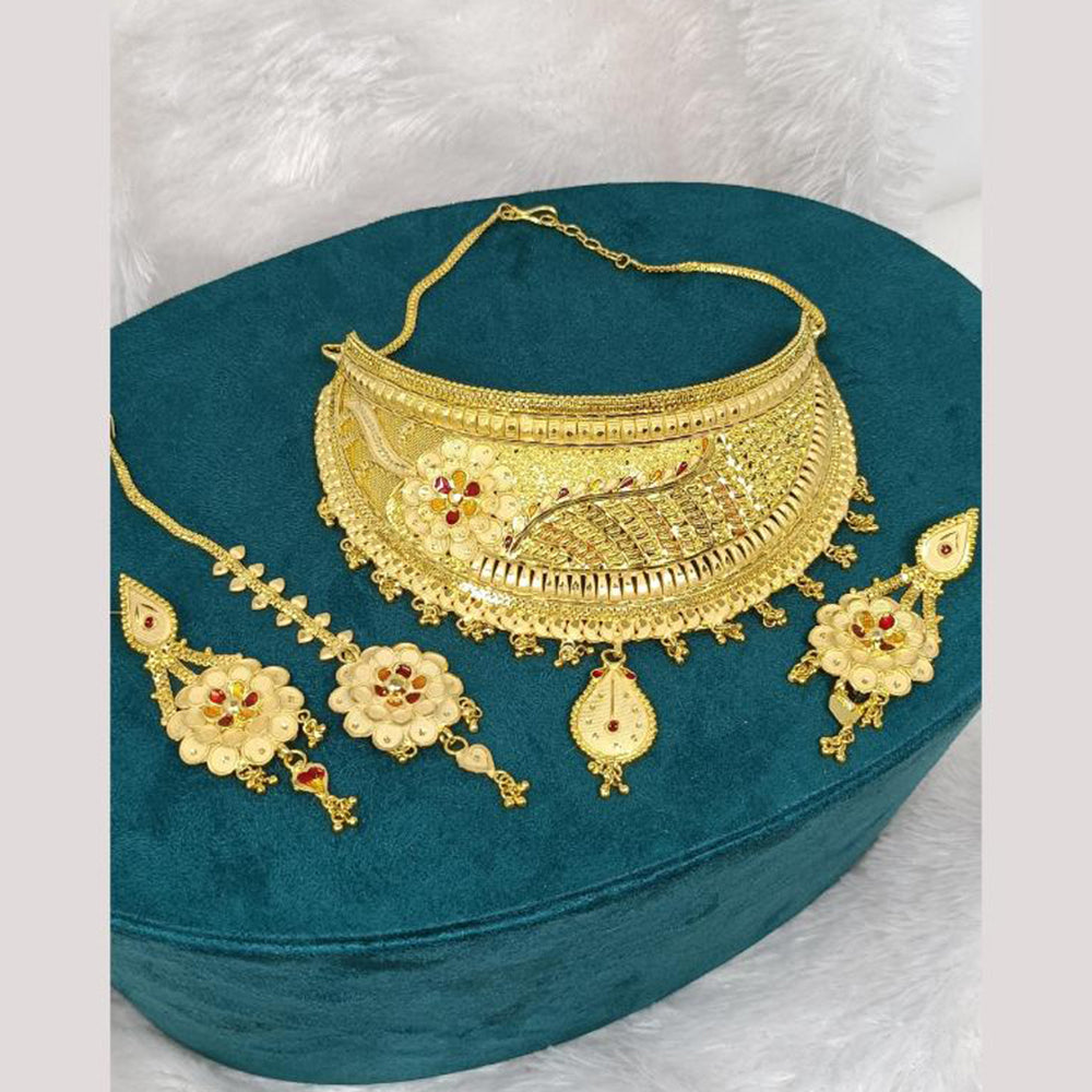 Pari Art Jewellery Elegant Forming Gold Choker Necklace Set