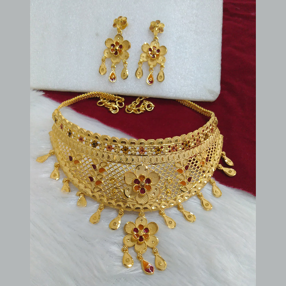 Pari Art Jewellery Designer Gold Plated Choker Necklace Set