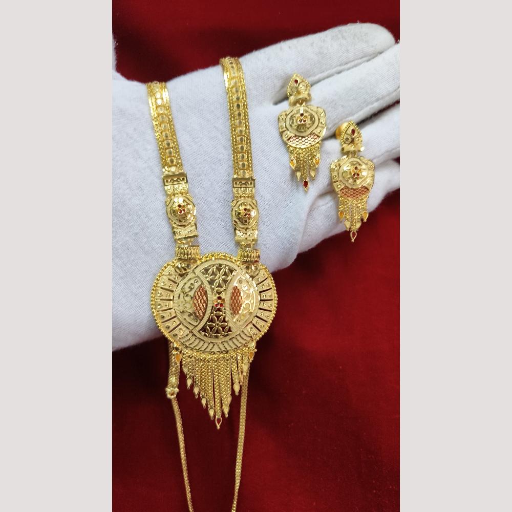 Pari Art Jewellery Traditional Long Gold Necklace Set