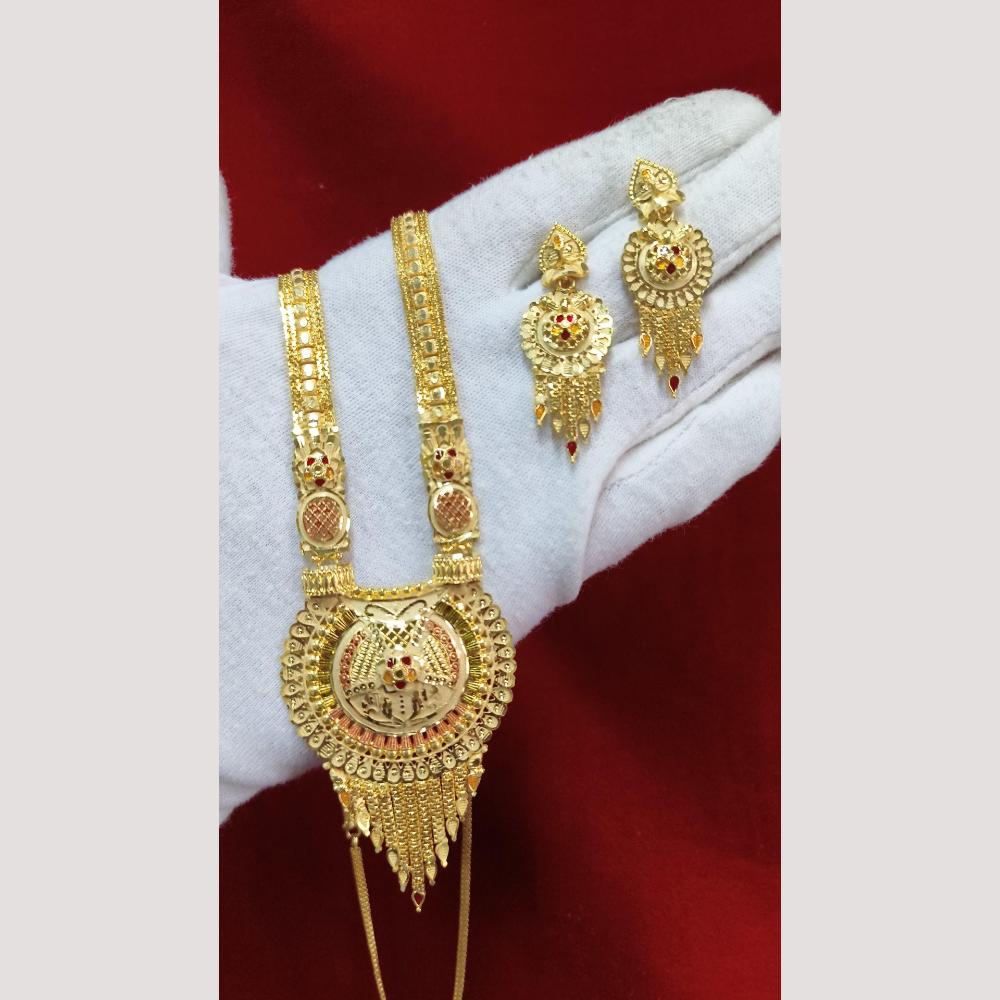 Pari Art Jewellery Traditional Long Gold Necklace Set