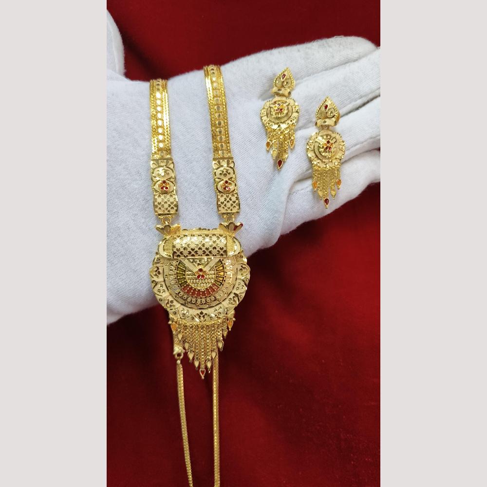 Pari Art Jewellery Traditional Long Gold Necklace Set