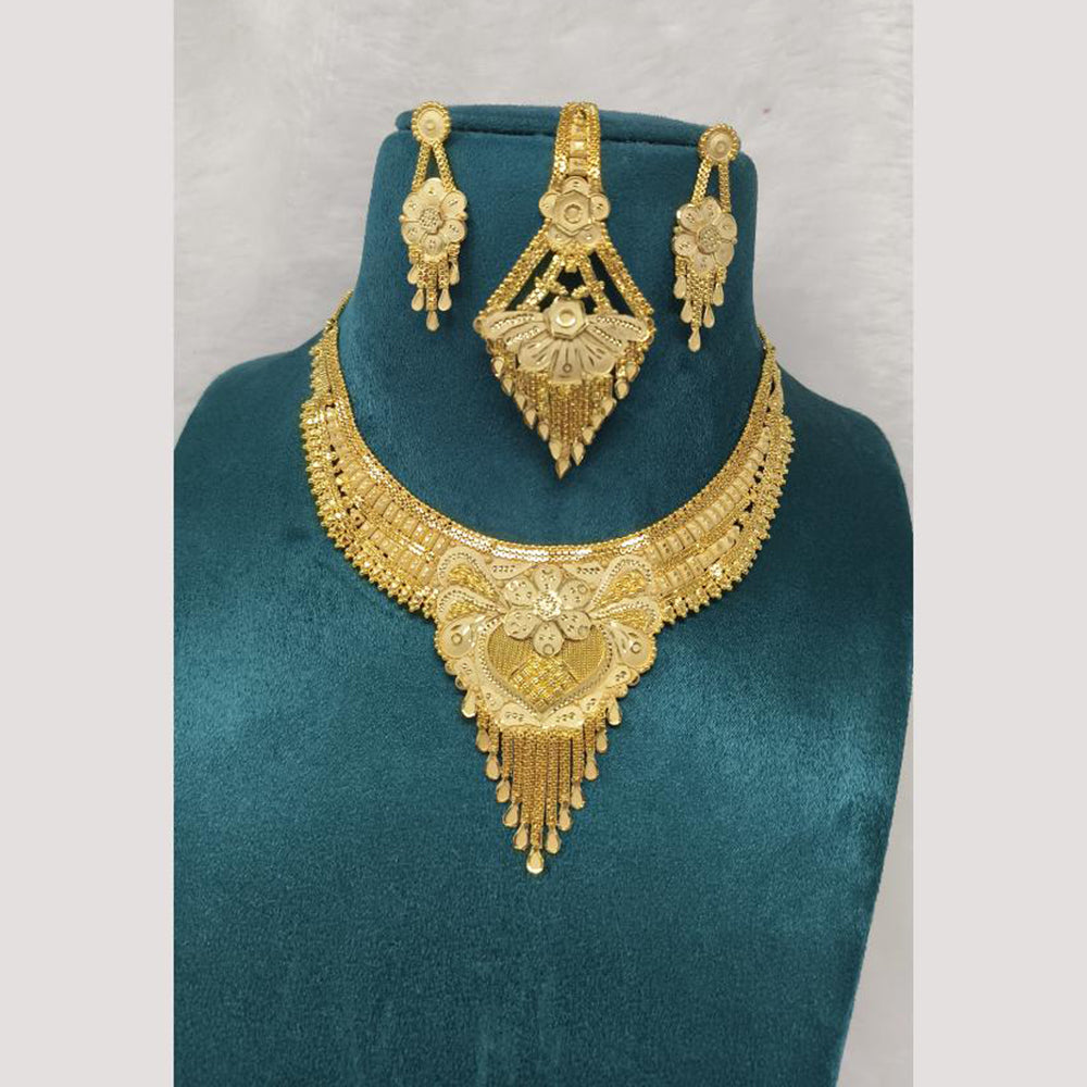 Pari Art Jewellery Forming Classic Floral Gold Necklace Set
