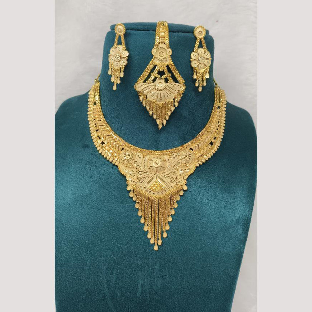 Pari Art Jewellery Forming Classic Floral Gold Necklace Set