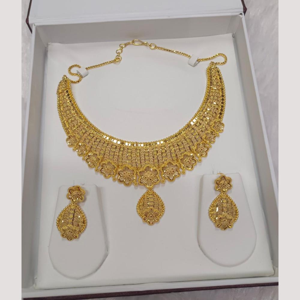 Pari Art Jewellery Traditional Floral Gold Finish Forming Necklace Set