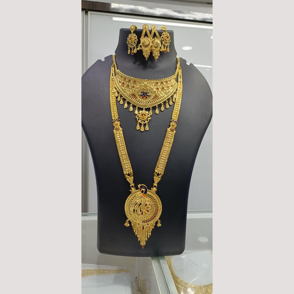Pari Art Jewellery Festive Wear Peacock Design Gold Combo Necklace Set