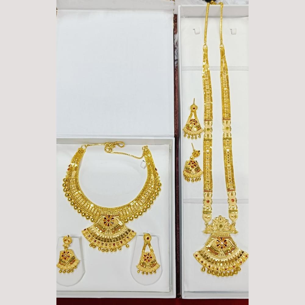 Pari Art Jewellery Festive Wear with floral design Gold Combo Necklace Set