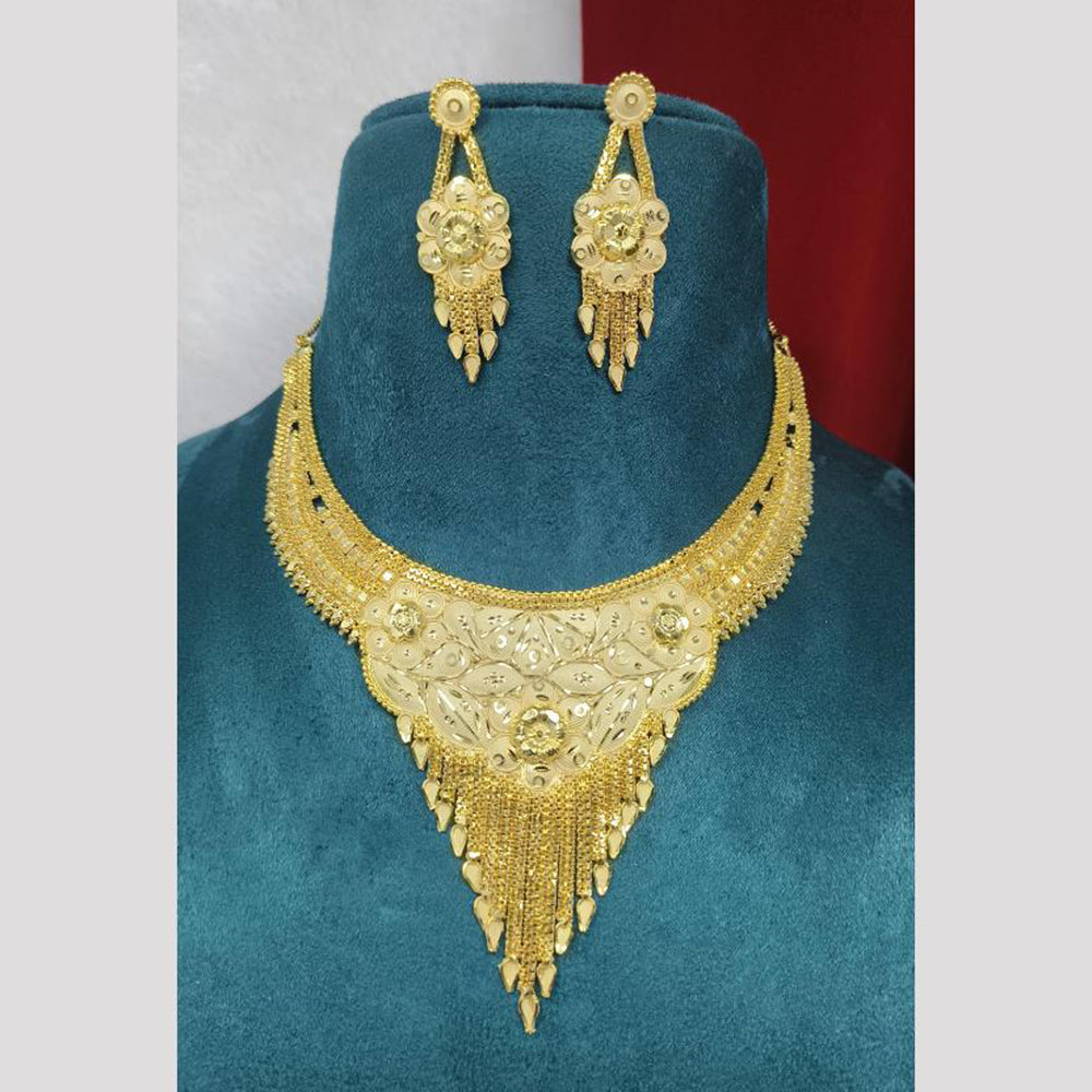 Pari Art Jewellery Golden Charm Classic Forming Gold Necklace Set