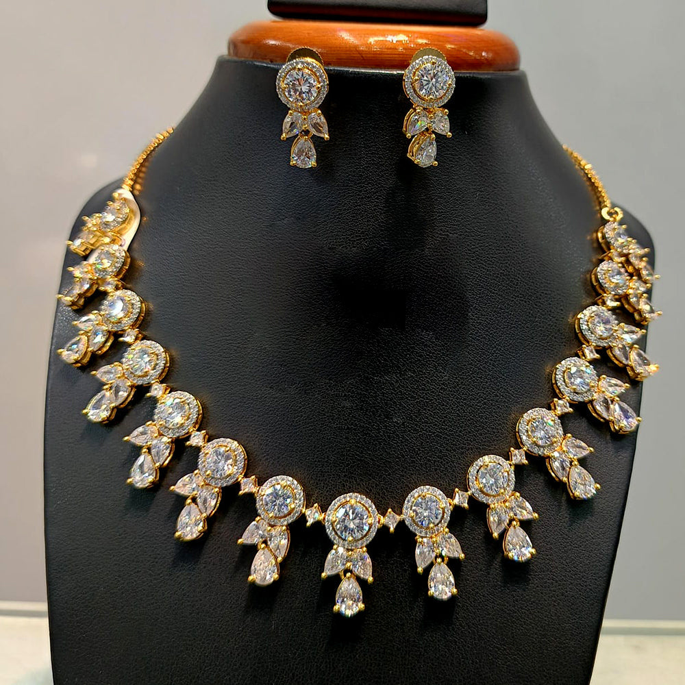 Jain Jewellers Gold Plated AD Necklace Set