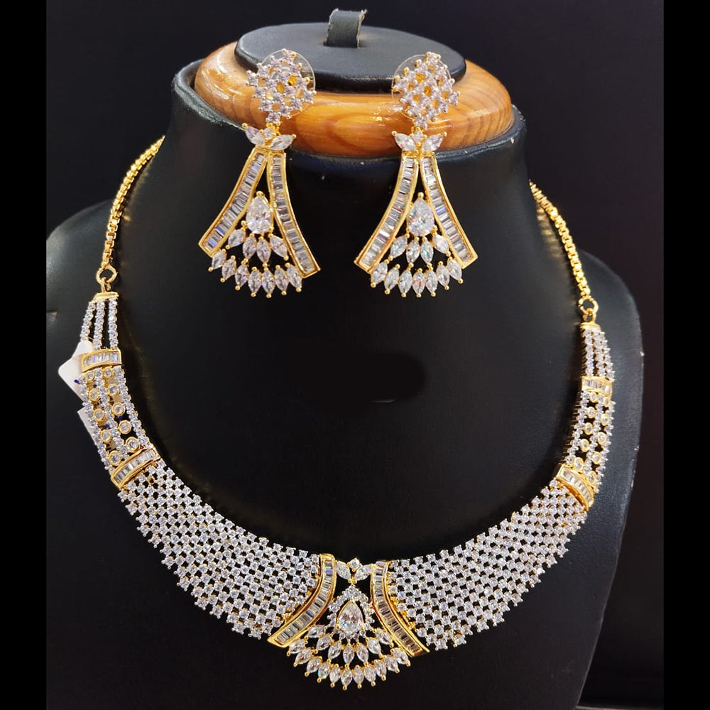 Jain Jewellers Gold Plated AD Necklace Set
