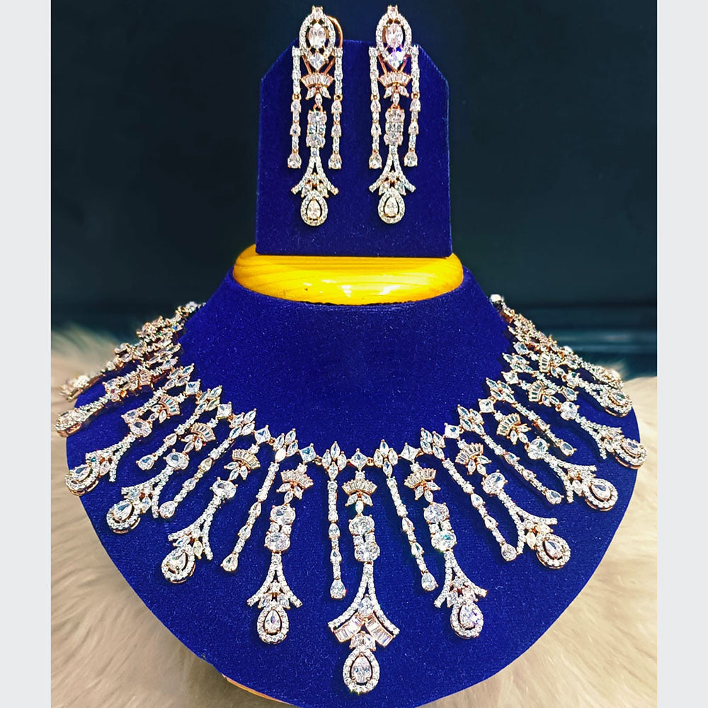 Jain Jewellers Gold Plated AD Stone Choker Necklace Set